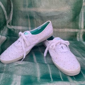 KEDS white eyelet lace sneakers